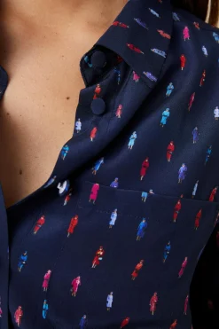 Chemisier en soie Reine Elisabeth Bleu<Soi Paris Hot