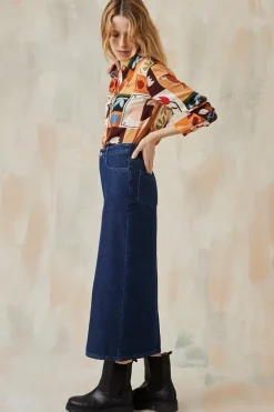 Jupe Longue Denim Brut<Soi Paris Discount