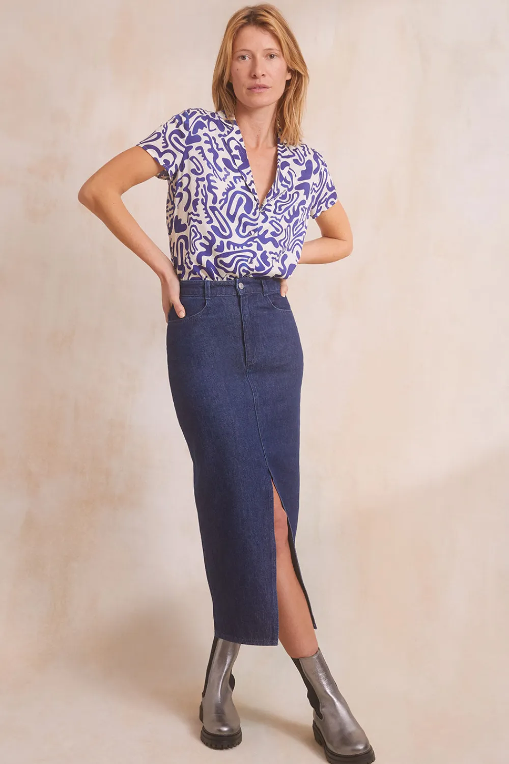 Jupe Longue Denim Brut<Soi Paris Discount