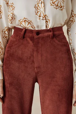 Pantalon Idéaliste en velours Châtaigne<Soi Paris Best Sale