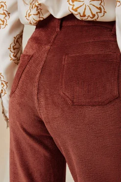 Pantalon Idéaliste en velours Châtaigne<Soi Paris Best Sale