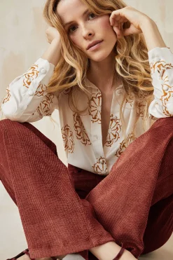 Pantalon Idéaliste en velours Châtaigne<Soi Paris Best Sale