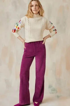 Pantalon Idéaliste en velours Camélia<Soi Paris Sale