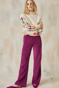 Pantalon Idéaliste en velours Camélia<Soi Paris Sale