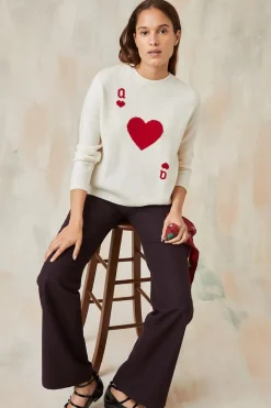 Pull Dame de Cœur Blanc en Laine<Soi Paris Best