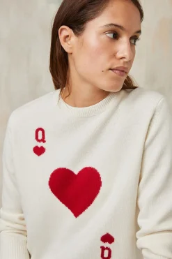 Pull Dame de Cœur Blanc en Laine<Soi Paris Best