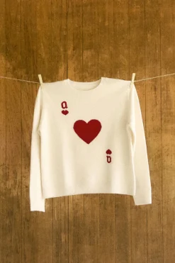 Pull Dame de Cœur Blanc en Laine<Soi Paris Best