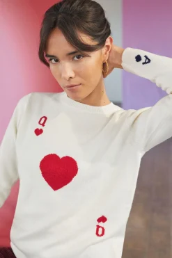 Pull Dame de Cœur Blanc en Laine<Soi Paris Best
