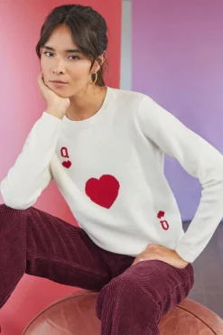 Pull Dame de Cœur Blanc en Laine<Soi Paris Best