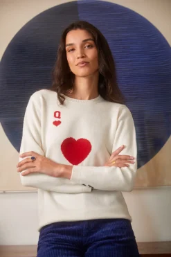 Pull Dame de Cœur Blanc en Laine<Soi Paris Best