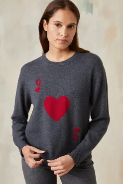 Pull Dame de Cœur Gris en Laine<Soi Paris Shop