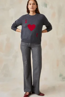Pull Dame de Cœur Gris en Laine<Soi Paris Shop