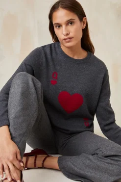 Pull Dame de Cœur Gris en Laine<Soi Paris Shop