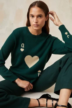 Pull Dame de Cœur Vert en Laine<Soi Paris Cheap