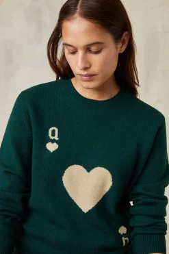 Pull Dame de Cœur Vert en Laine<Soi Paris Cheap