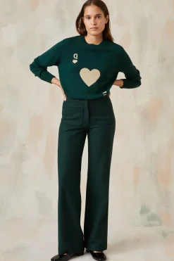 Pull Dame de Cœur Vert en Laine<Soi Paris Cheap